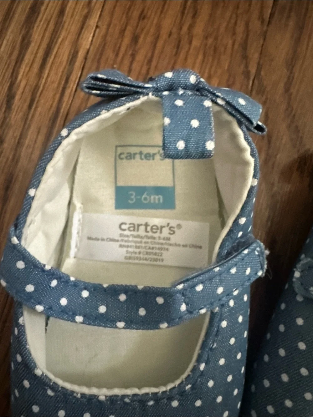 Carter's Blue Polka Dot Infant Mary Jane Shoes with Bow